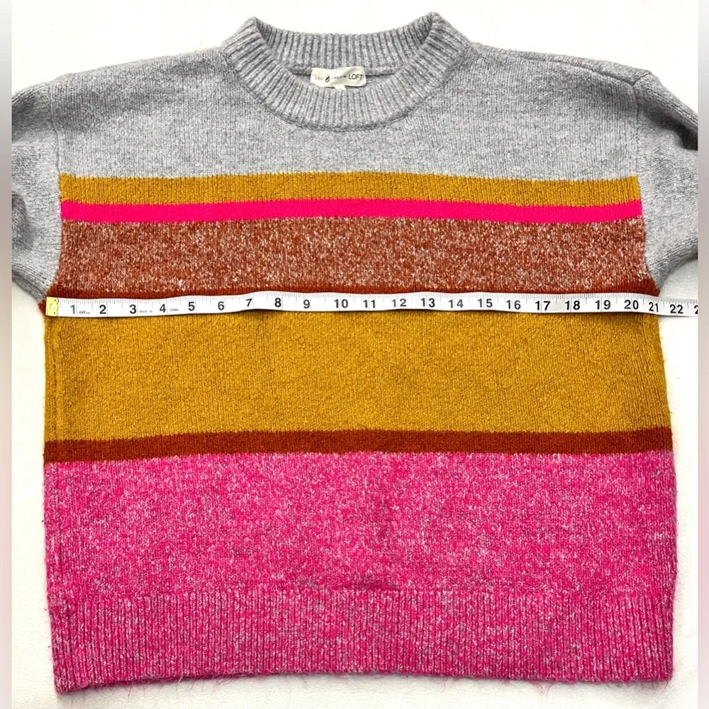 Lou & Grey for LOFT Multicolor Striped Crew Neck Colorful Women’s Sweater - Picture 5 of 16